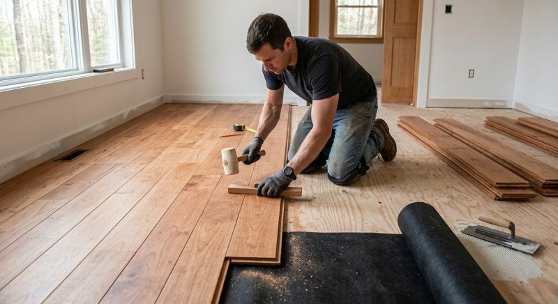 Cherry Floor Installation in Roy, WA