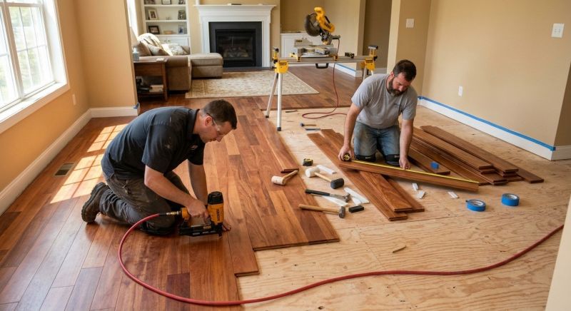 Cherry Floor Installation in Vashon, WA